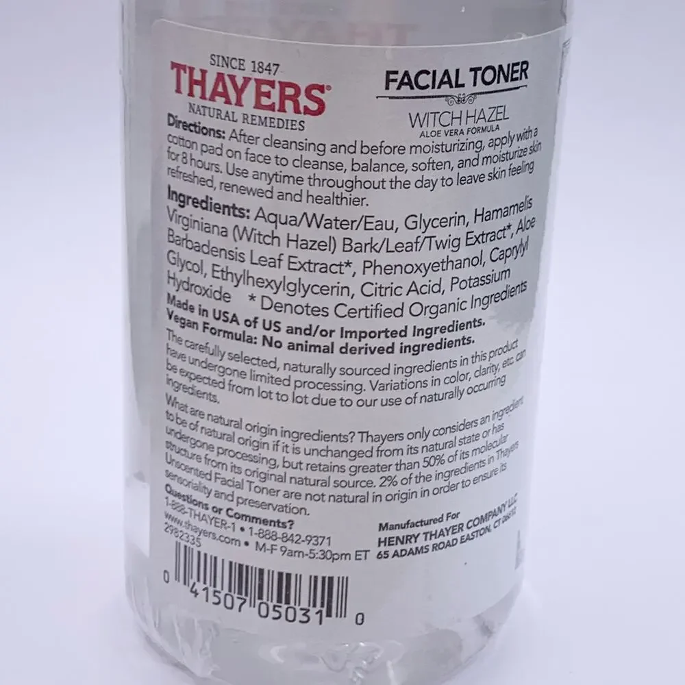 Thayers Facial Toner LOT 4 Witch Hazel (2) Rose Petal (2) Unscented 8.5 fl oz